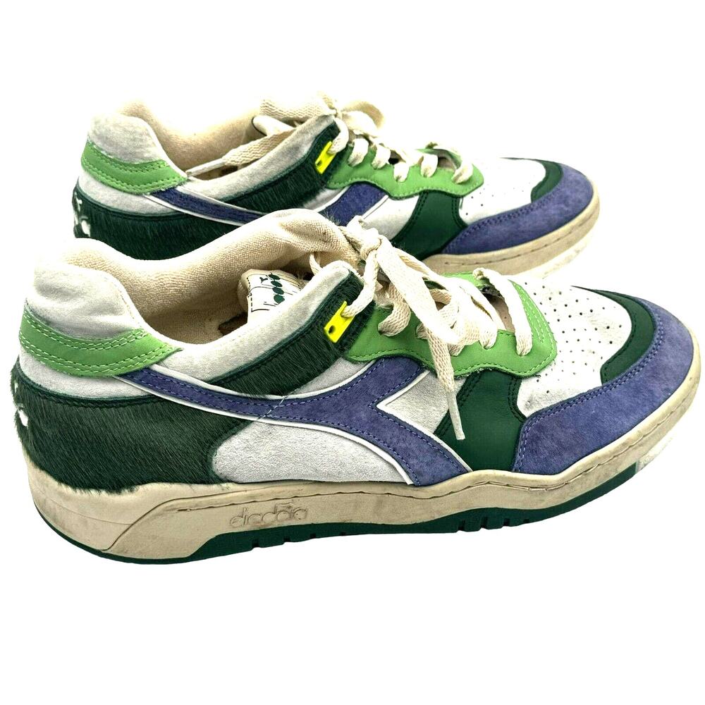 DIADORA | Men's 12 Heritage Wimbledon Made‎ in Italy Purple Green White Sneakers